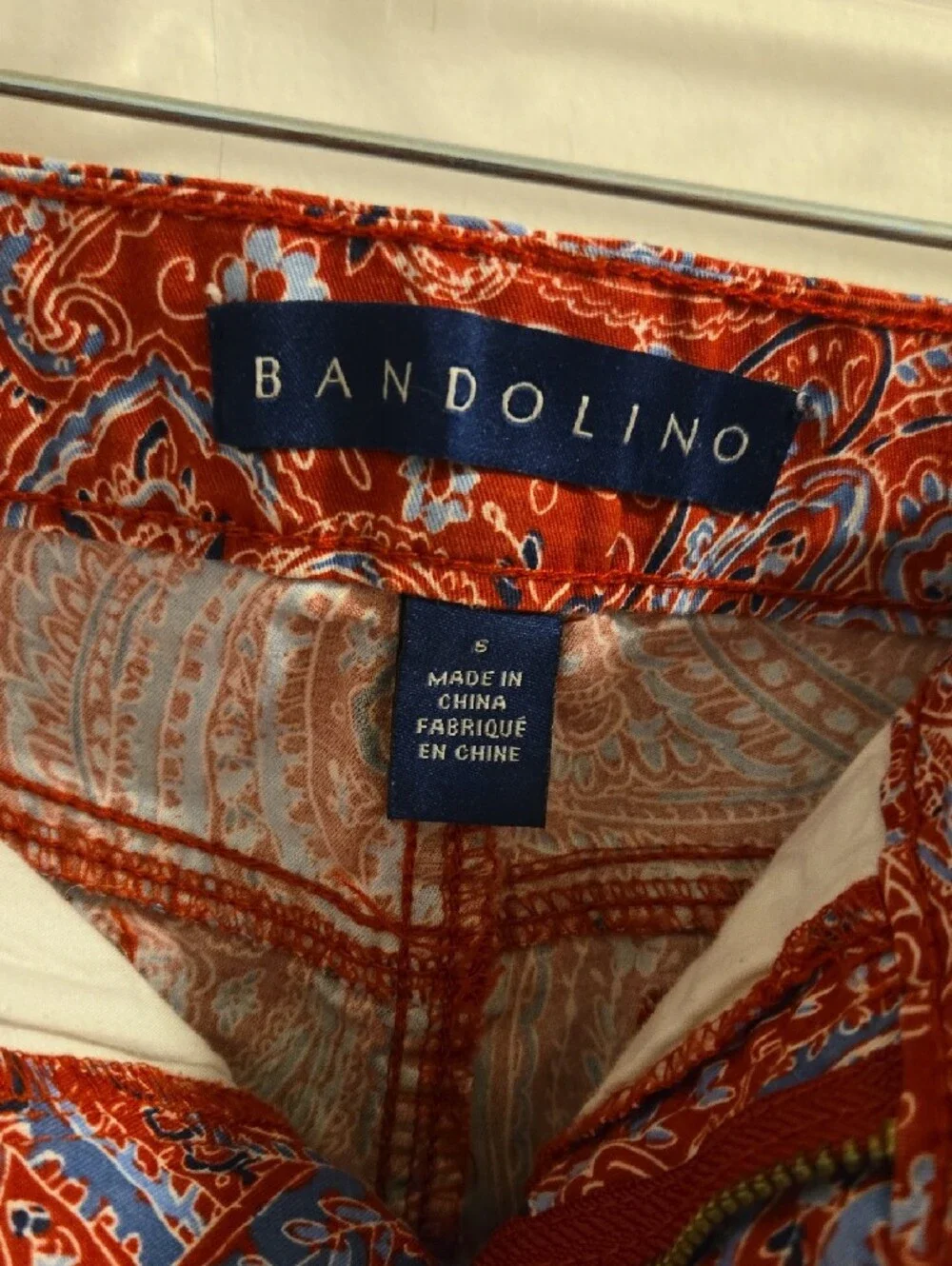 Bandolino Red Paisley Bermuda Shorts with Light Blue Highlights